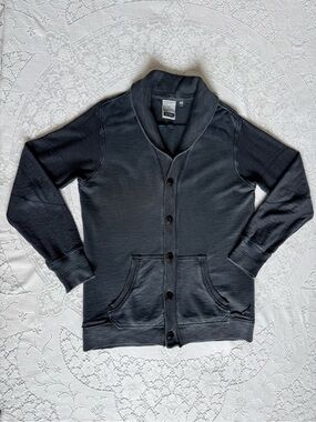 J.C. Rags Men’s Large Cotton Shawl Collar Cardigan Sweater Dark Charcoal‎ Grey